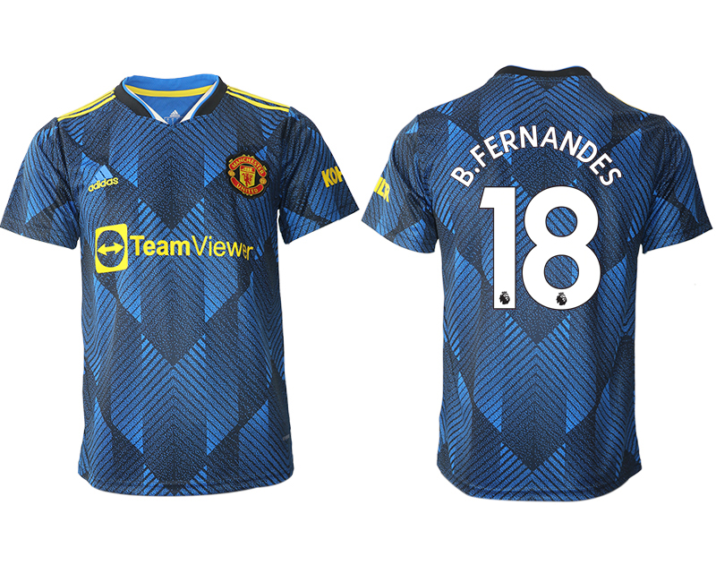 Men 2021-2022 Club Manchester United Second away aaa version blue #18 Soccer Jersey->manchester united jersey->Soccer Club Jersey